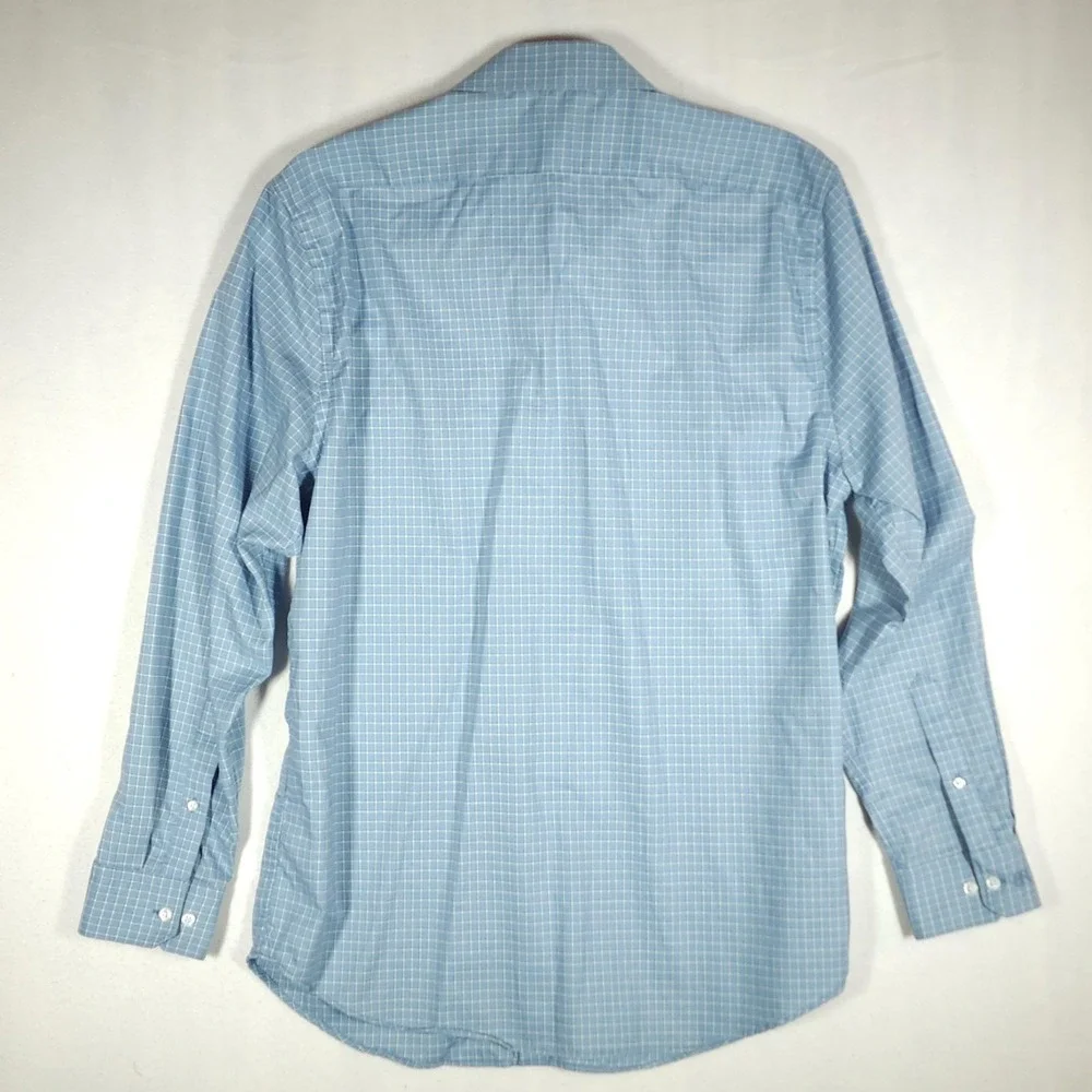 Banana Republic Dress Shirt Mens XL Blue Check Cotton Button Up 34/35
